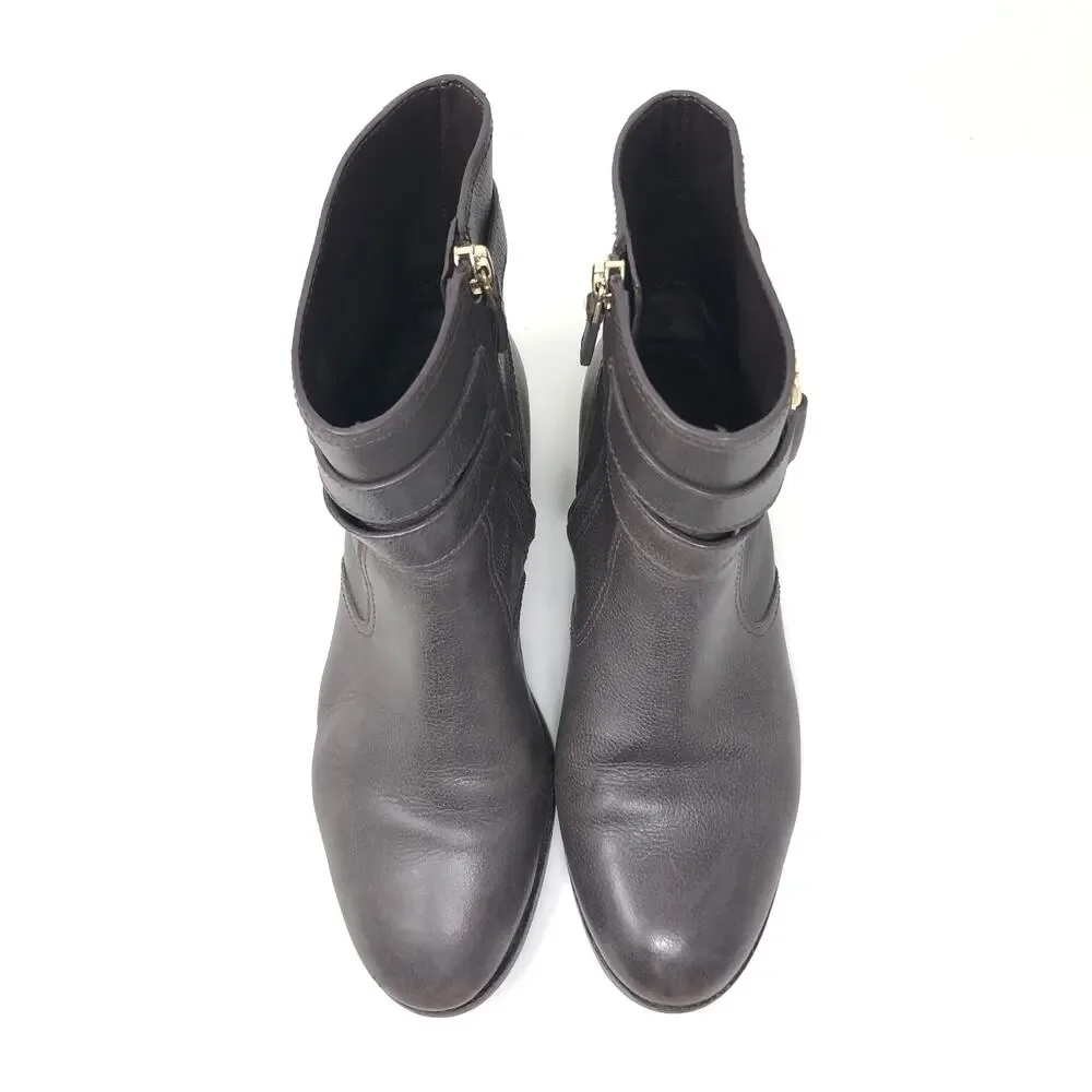 Tory Burch Gemini Link Ankle Boot Women's 7.5‎ Brown Gray Leather